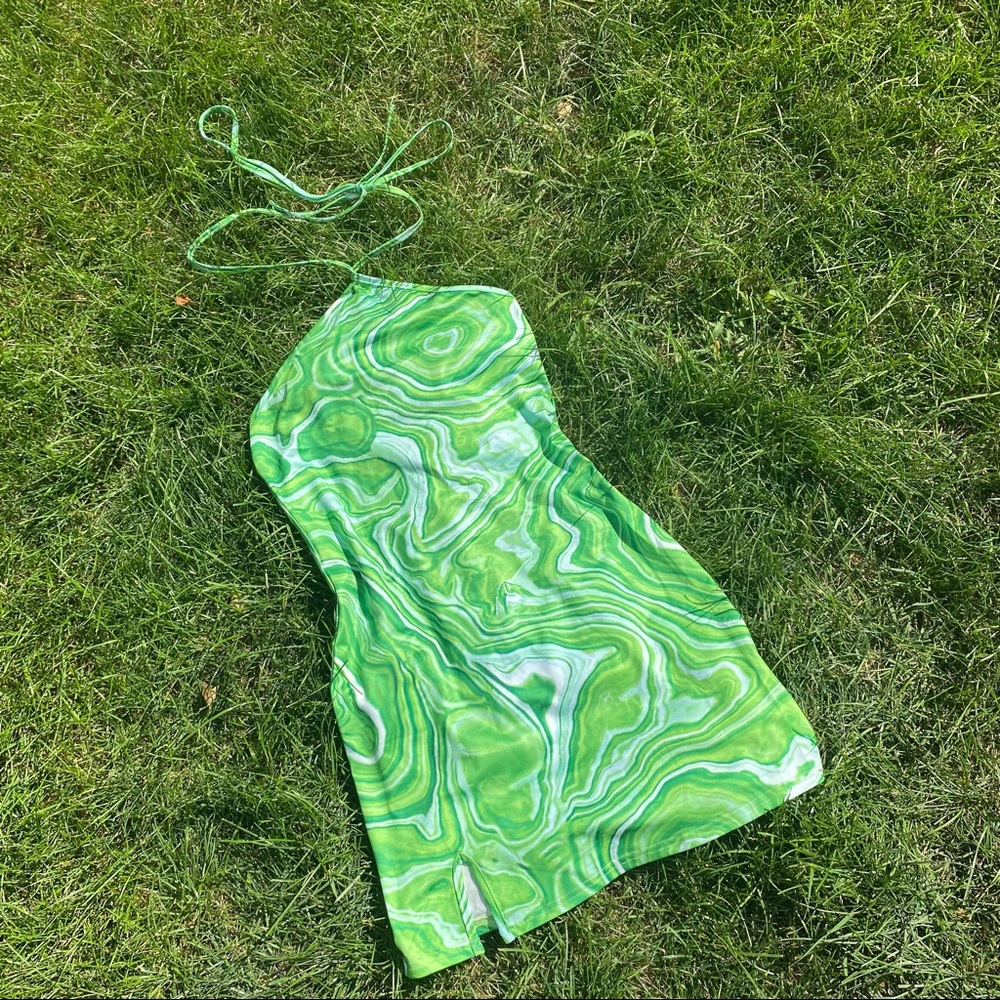 Green marble Midi dress SHEIN